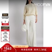 Akris 折扣 女士气质干练棉质混纺斜纹布压褶喇叭裤