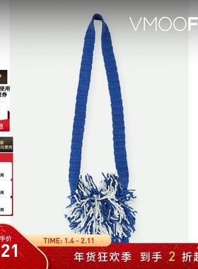 【折扣】Ader Error 女钩编棉质蓝色单肩包