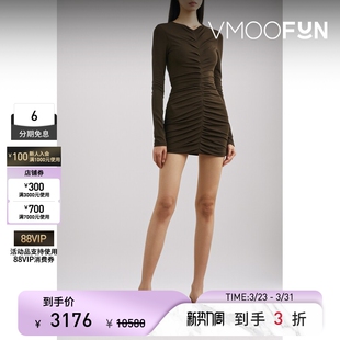 Zeynep 早春女缩褶平纹布迷你连衣裙 Arcay