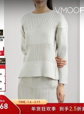 【折扣】CFCL 秋冬女白色罗纹针织衫