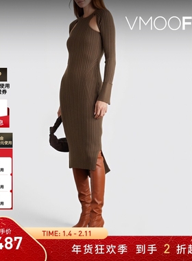 【折扣】3.1 Phillip Lim 女露肩镂空罗纹混纺连衣裙