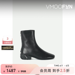 Raf 季 末折扣 女秋冬高级品牌标志印花黑色皮革踝靴 Simons