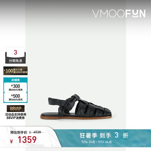 HEREU 夏季女蝴蝶结饰黑色皮革凉鞋