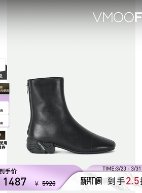 【季末折扣】Raf Simons 女秋冬高级品牌标志印花黑色皮革踝靴