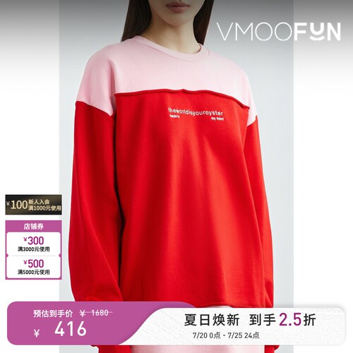 The World is Your Oyster 秋冬女拼色棉质卫衣