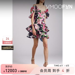 Renta春夏女士挖肩花卉印花迷你碎花连衣裙 Oscar