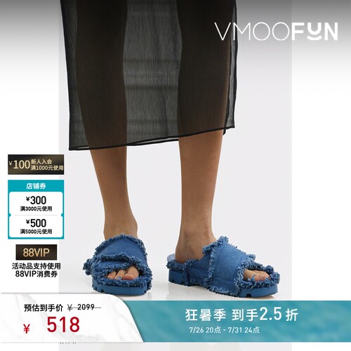 CAMPERLAB 春夏女毛边棉质帆布拖鞋