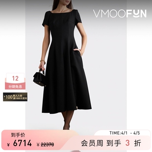 Emilia 连衣裙小黑裙 Wickstead春夏女露背弹力绉纱法式