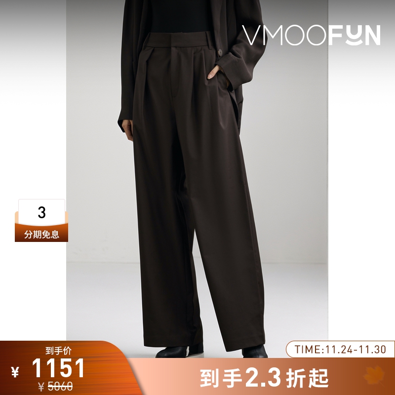 【折扣】Tibi 早春女随性松弛褶裥混纺阔腿裤