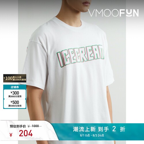 ICECREAM 春夏男印花棉质平纹布T恤