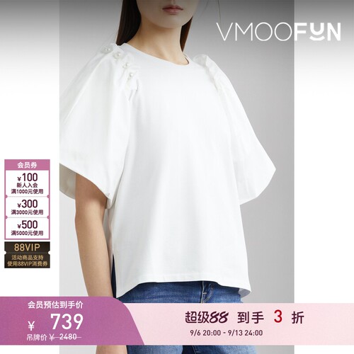 【折扣】Mother of Pearl 春夏女珍珠缀饰上衣