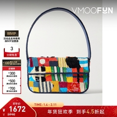 【新年礼物】STAUD女士珠饰人造皮革边饰缎布单肩包