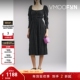 长袖 小黑裙连衣裙 PYO 系带细节褶饰方领法式 折扣 REJINA