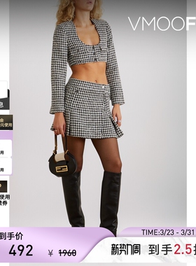 【季末折扣】ROTATE女秋冬露背亮片缀饰绵羊毛混纺花呢短外套