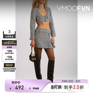 ROTATE女秋冬露背亮片缀饰绵羊毛混纺花呢短外套 末折扣 季