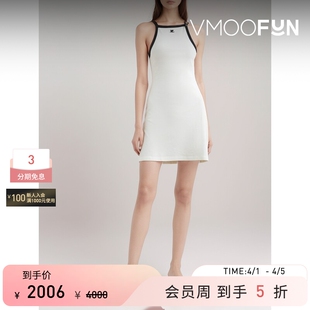 COURREGES 女人造皮革边饰棉质迷你连衣裙 夏季