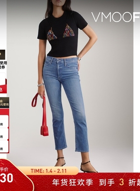 【折扣】MOTHER DENIM女士中腰直筒浅蓝色牛仔裤