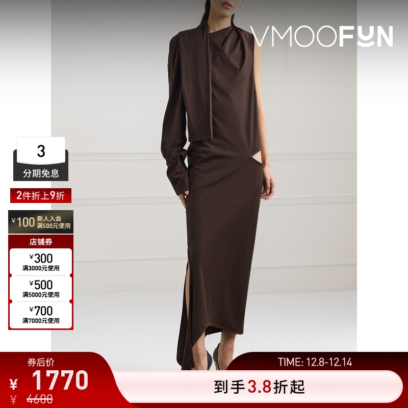 【折扣】COURRÈGES女士不对称棉质平纹布超长连衣裙