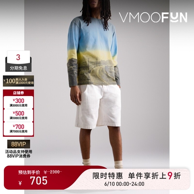 【限时折上9折】Maison Kitsune 夏季男印花棉质平纹布长袖T恤