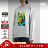 Tibi 折扣 秋冬女士宽松简约印花纯棉平纹布深灰色卫衣