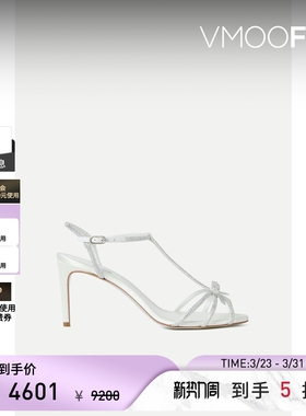 Rene Caovilla 春夏女蝴蝶结细节丝缎高跟鞋时装凉鞋