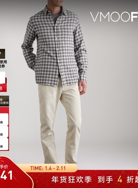 【折扣】Officine Generale 早春男格纹混纺泡泡纱衬衫