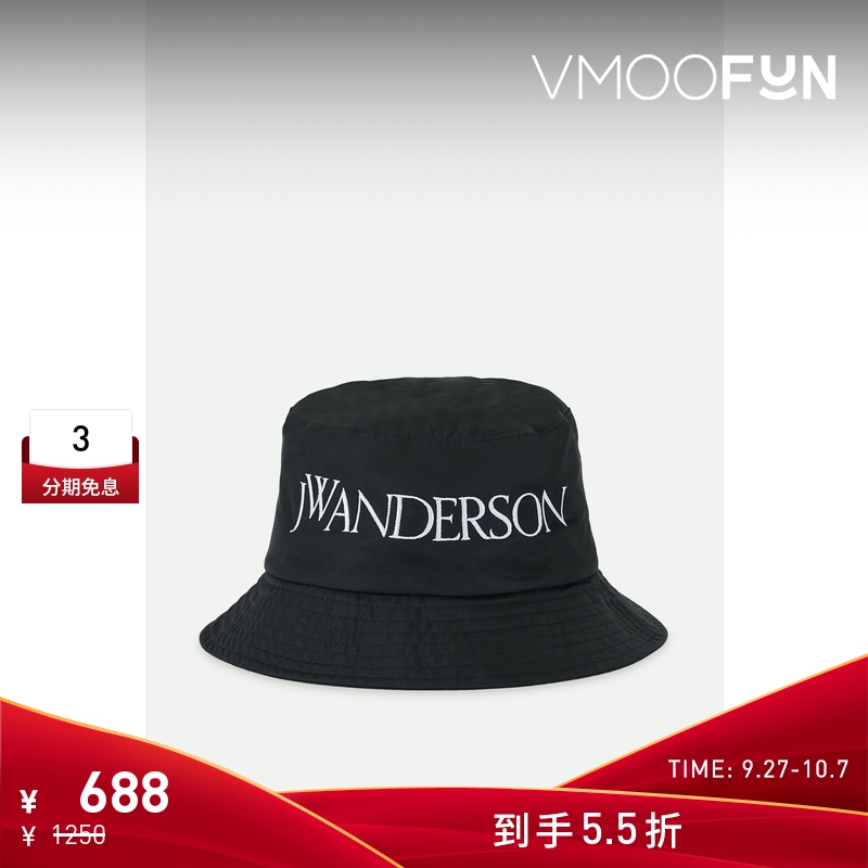 【折扣】J.W. Anderson 女士刺绣软壳面料黑色渔夫帽