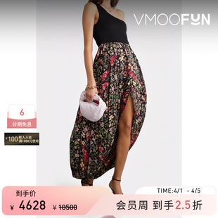 女单肩花卉印花真丝连衣裙礼服裙 Etro夏季