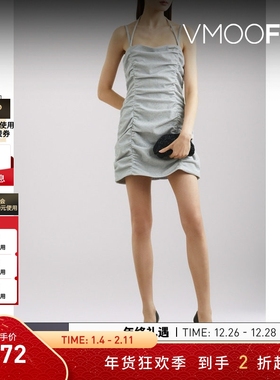 【折扣】DRAE女带缀饰金属感连衣裙