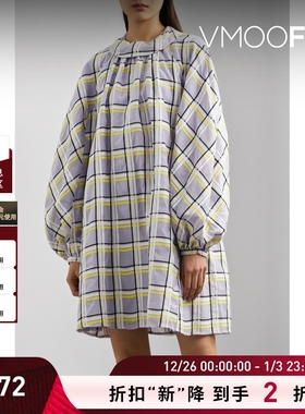 【折扣】Stine Goya女格纹棉质混纺宽松连衣裙