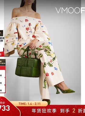 【折扣】Rosie Assoulin 女露肩印花棉质上衣