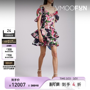 Renta春夏女士挖肩花卉印花迷你碎花连衣裙 Oscar