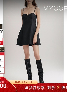 【折扣】YCH女羊毛真丝中长连衣裙小黑裙