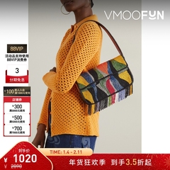 【折扣】STAUD  女多巴胺皮革边饰串珠流苏腋下包单肩包