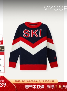 【折扣】Perfect Moment 冬季女童装字母嵌花V形图案毛衣
