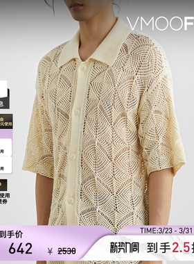 【季末折扣】BONSAI 秋冬男宽松镂空开襟衫针织衫