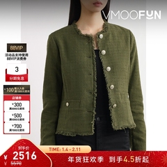 【折扣】Rag＆Bone 女秋冬毛边棉质混纺花呢夹克外套