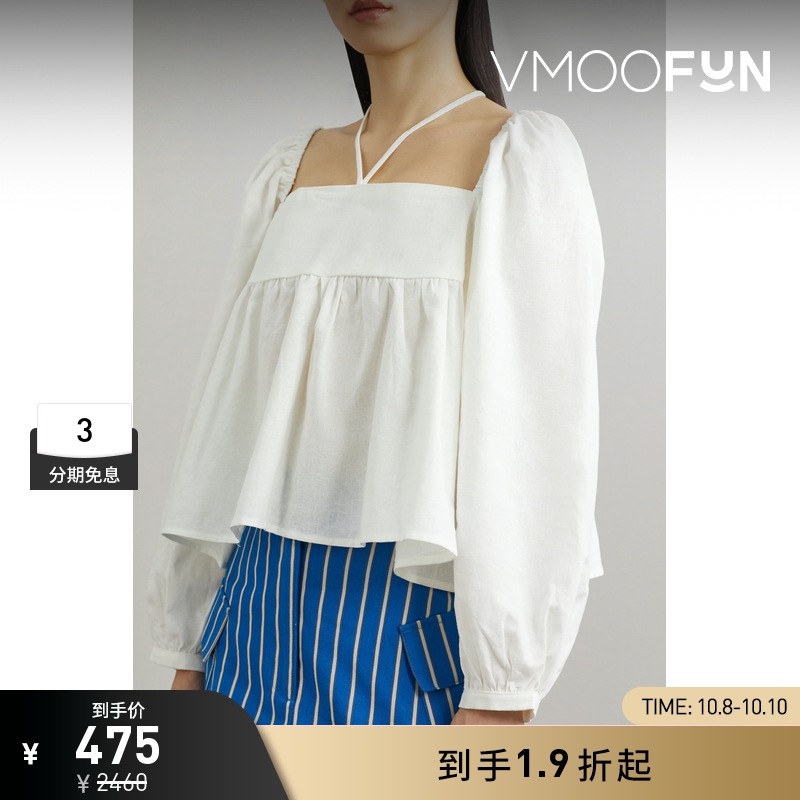 【折扣】CIAO LUCIA 早秋女亚麻棉质混纺上衣