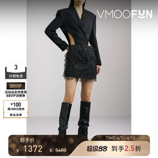 YCH 季 末折扣 连衣裙 秋冬女羊毛真丝拼接提花面料小黑裙长袖