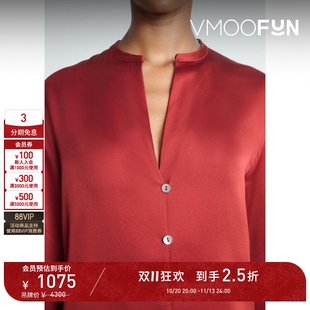 【D11抢先购】VINCE 春夏女安可拉红桑蚕丝丝缎女衫