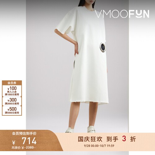 【折扣】Marques' Almeida春夏女挖剪毛边连衣裙小白裙