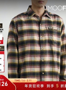 【折扣】Aries 夏季男宽松印花格纹法兰绒衬衫