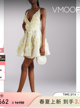 Zimmermann 春夏女带缀饰丝麻混纺迷你吊带连衣裙