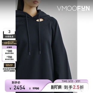 Simons Raf 末折扣 秋冬女挖剪棉质连帽卫衣 季