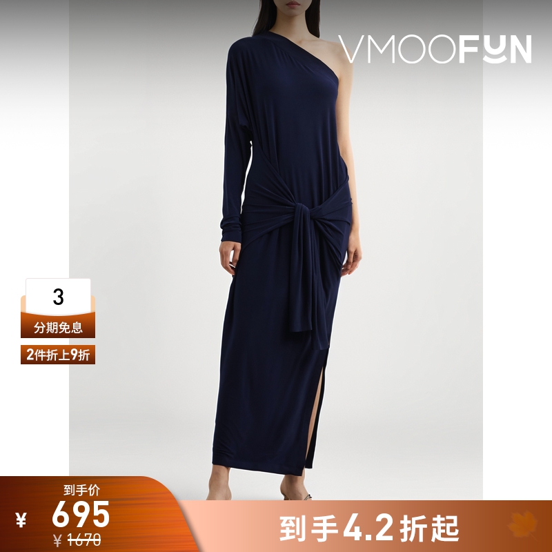 【折扣】Norma Kamali 夏季女单肩弹力平纹布连衣裙