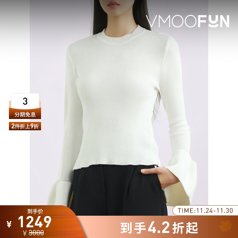 【折扣】Marques' Almeida 秋冬女白色棉质修身上衣针织衫毛衣