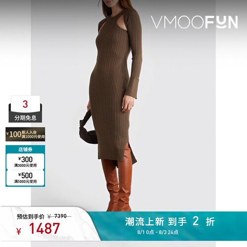 3.1 Phillip Lim 女露肩镂空罗纹混纺连衣裙