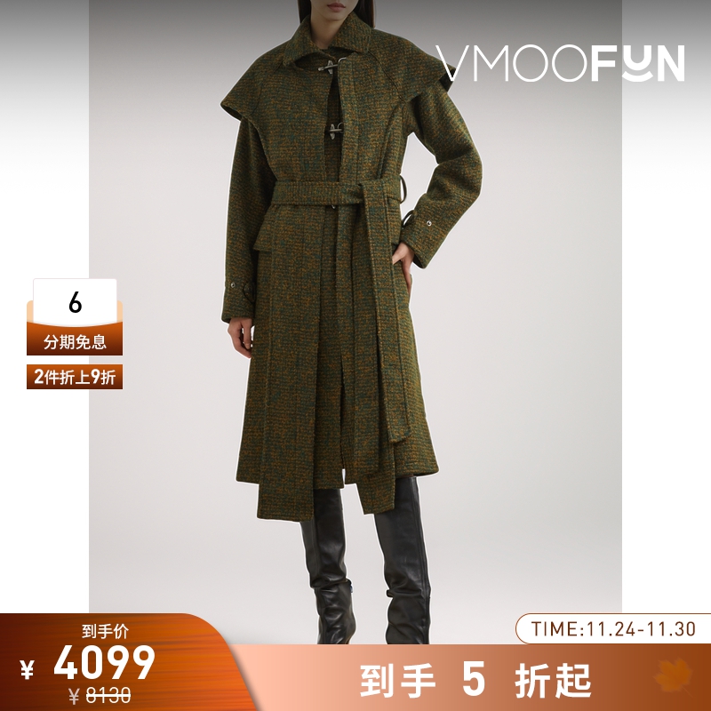 【折扣】Andersson Bell 秋冬女配腰带绵羊毛混纺外套