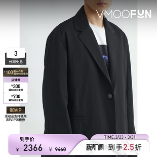 【季末折扣】OAMC 秋冬男黑色宽松棉质府绸经典平驳领西装外套