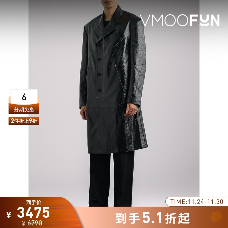 【折扣】Andersson Bell 秋冬男明线细节皮革大衣外套夹克